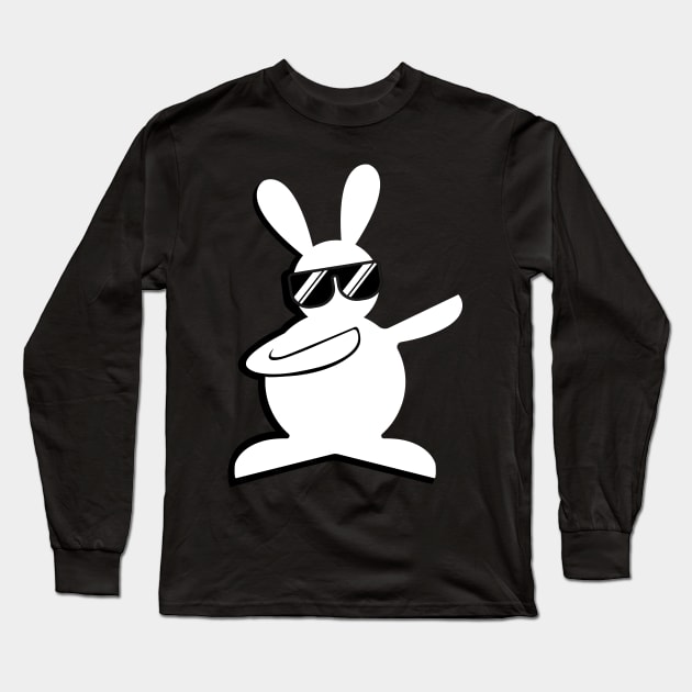 Hip Hop Dabbing Easter Bunny Long Sleeve T-Shirt by BadDesignCo